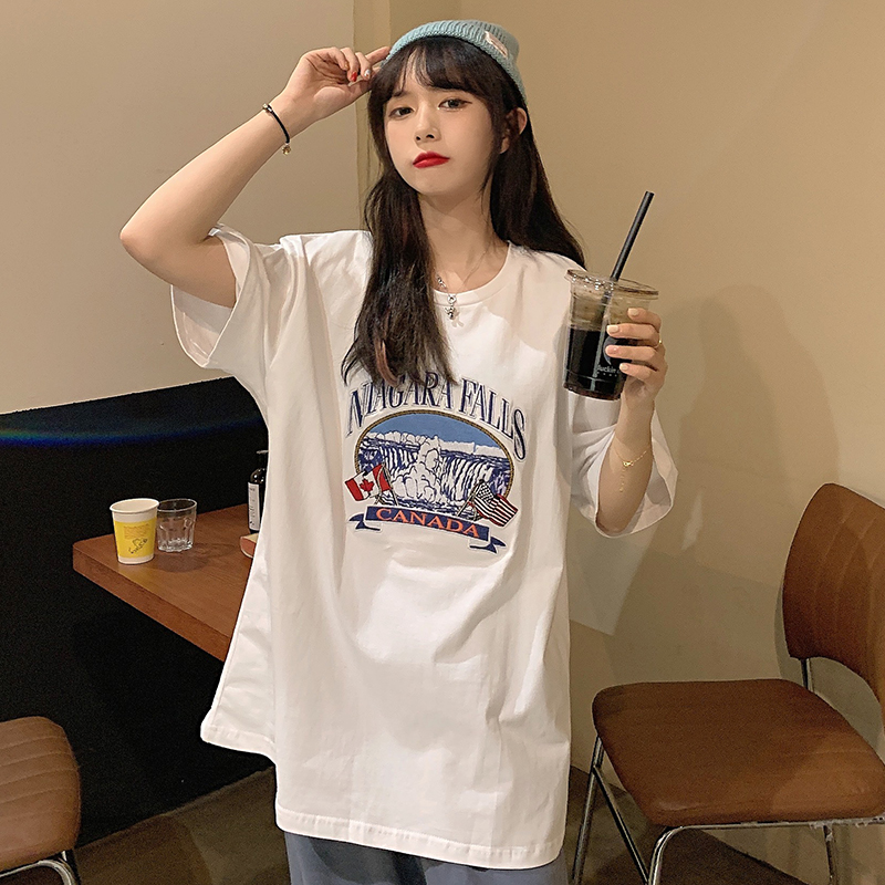 Real shooting academy style spring Korean fashion loose short sleeve t-shirt female students versatile round neck top trend