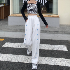Real shot white sports pants women's 2021 summer toe loose thin straight casual pants