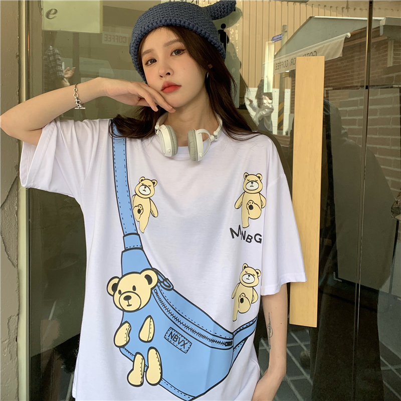實拍夏季時尚恤女韓版潮寬鬆百搭網紅學生大碼上衣