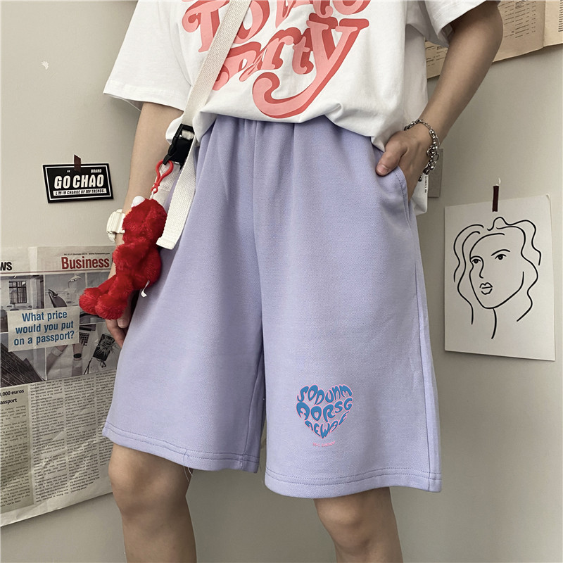 Original live shot Harajuku style shorts women's 2021 summer Korean fashion love foam letter casual pants