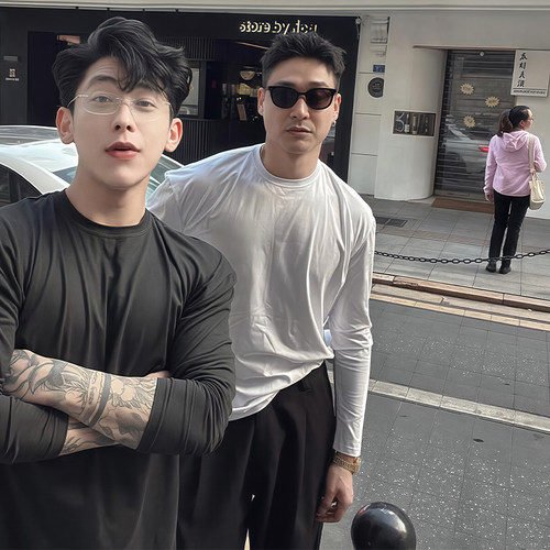 【序77】小领口黑色长袖t