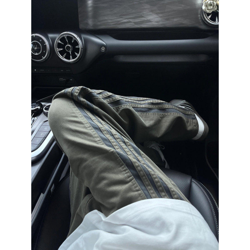 美式复古速干条纹裤子男夏季薄款设计感小众宽松直筒休闲运动长裤
