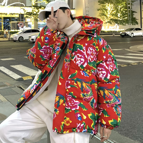 东北加厚大花棉袄冬季