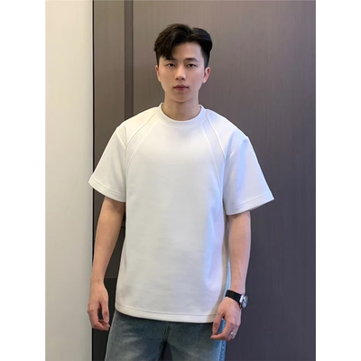 白色短款插肩袖t恤男夏季