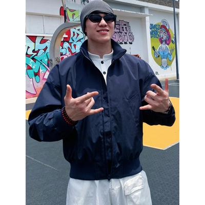 藏青色立领夹克男秋季高级