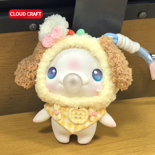 适用大湾鸡娃衣可爱围兜套装泡泡鸡搪胶脸毛绒玩偶挂件衣服着替