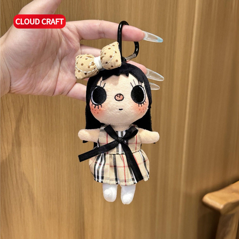 适用小玉yuy娃衣格子裙套装可爱风衣服小玉毛绒玩偶挂件着替服