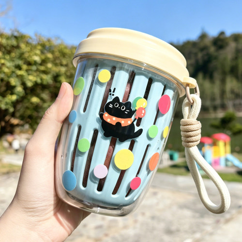 外出水果便携沥水杯子带叉子露营小孩出行零食携带收纳盒密封杯子