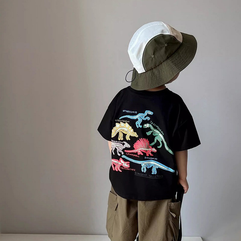 童装夏季新款中小童卡通恐龙印花短袖t恤男童韩范帅气半袖衫纯棉,童装/婴儿装/亲子装,T恤,淘宝优惠券,粉丝福利购,淘宝优惠卷