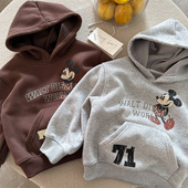 男女童加绒保暖外套百搭上衣 冬装 儿童洋气卡通连帽衫 卫衣2026新款