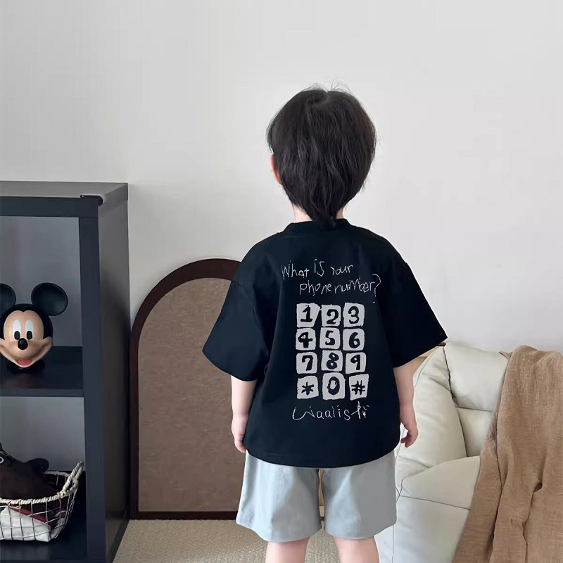 儿童洋气时尚短袖t恤夏季新款男童酷帅百搭黑色半袖衫纯棉上衣薄,童装/婴儿装/亲子装,T恤,淘宝优惠券,粉丝福利购,淘宝优惠卷