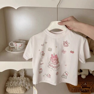 女童韩系可爱印花圆领半袖 2026新款 T恤衫 宝宝纯棉短袖 上衣 儿童装