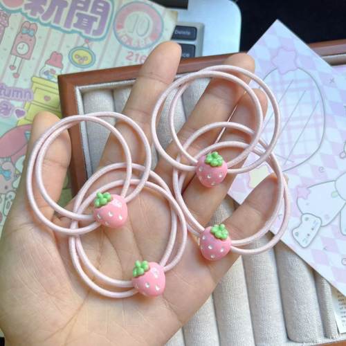 可爱粉色草莓发圈水果发饰甜美头绳学生皮筋情侣闺蜜少女手链男友