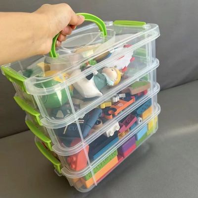 透明分类盒子装玩具积木小颗粒零件分格抽屉储物整理箱积木收纳盒