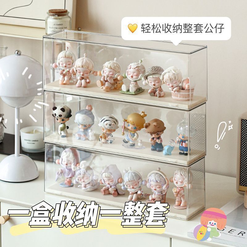 卡通可爱盲盒ins手办多层收纳展示架亚克力透明防尘桌面展示柜