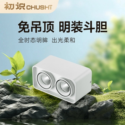 初识照明 明装射灯家用客厅无主灯过道走廊全光谱吸顶双头斗胆灯