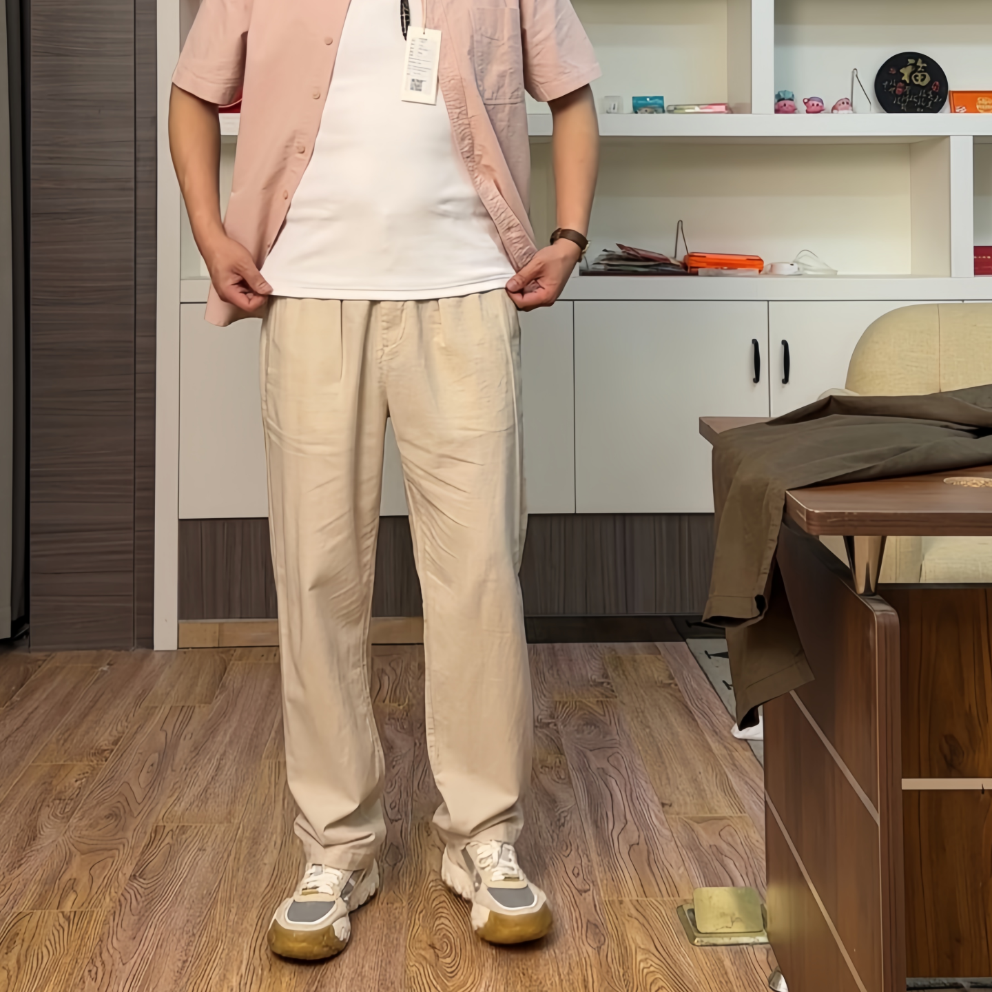 休闲裤子男薄款老钱风直筒长裤男