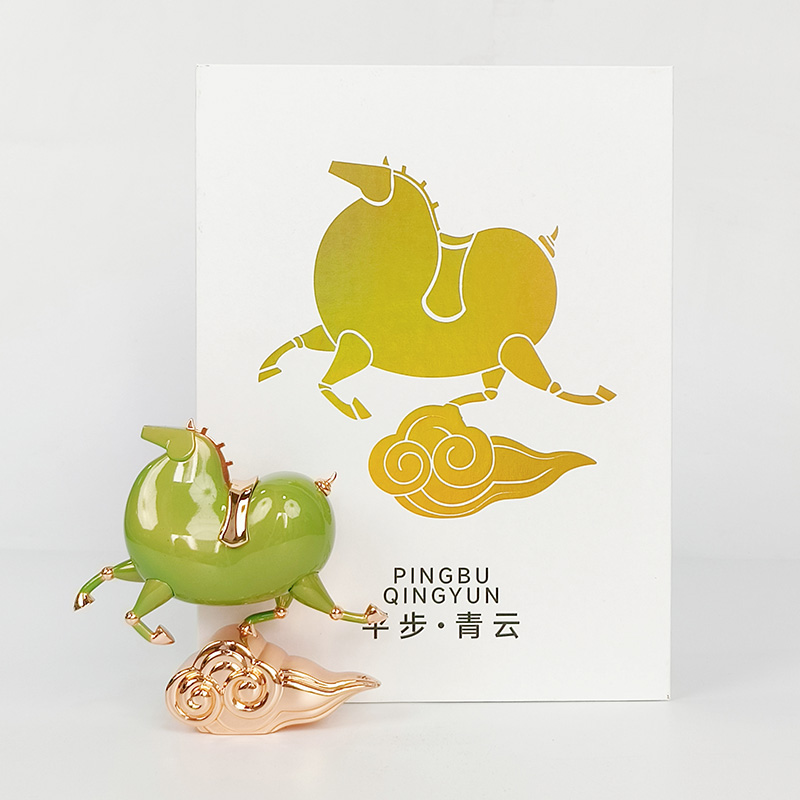 唐富贵炫彩平步青云金属摆件高级礼品商务送礼步步高升风水工艺品