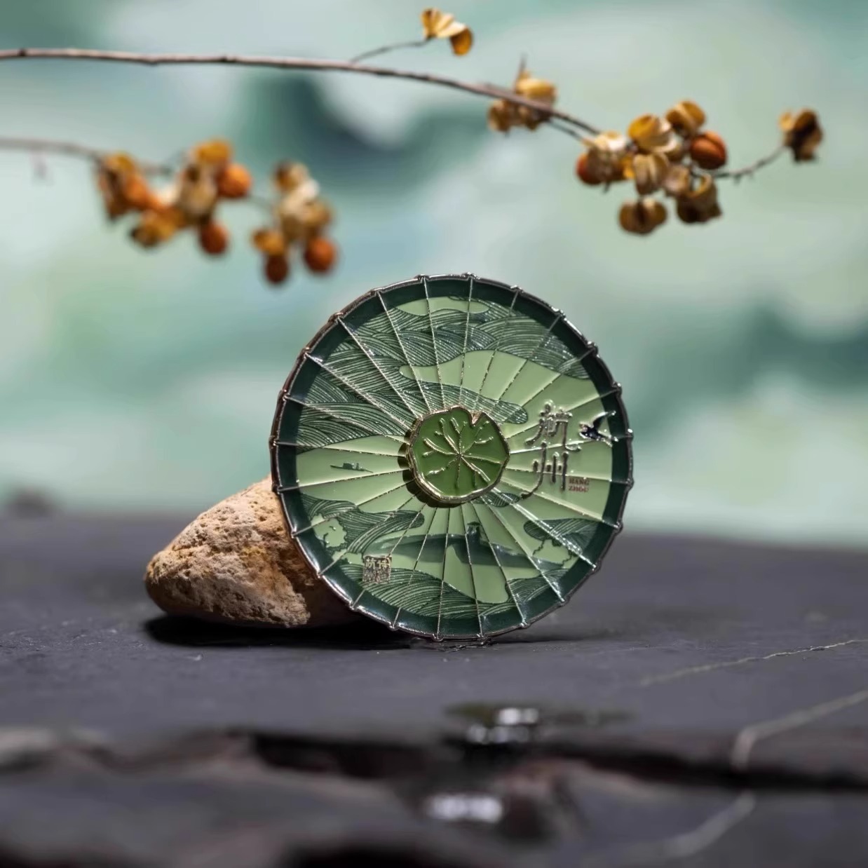 杭州西湖油纸伞金属磁吸冰箱贴