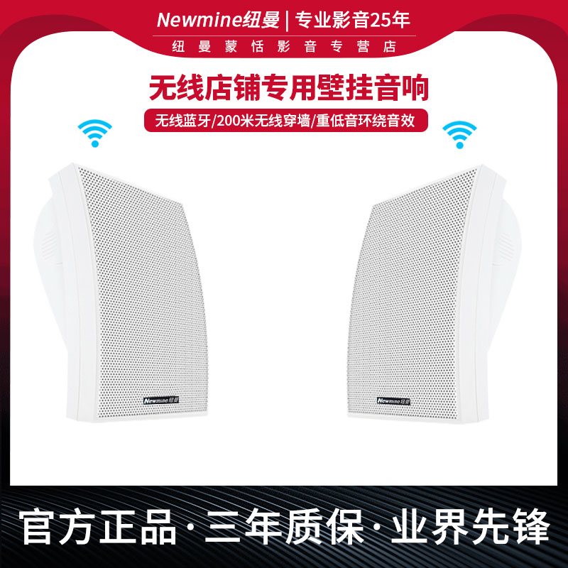纽曼D12无线壁挂音响白色店铺用超市饭店奶茶店学校广播音箱背景