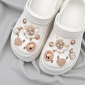 扣配件钻石鞋 配饰感爱心小香风鞋 花cro可拆卸diy 洞洞鞋 25新款