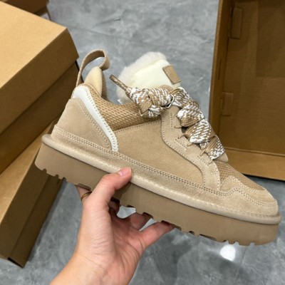 桑坡新款海兰德lowmel羊毛梅尔系带休闲款低帮羊皮毛厚底靴雪地靴