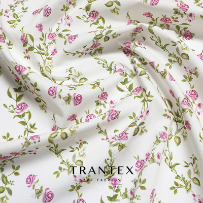 天冉100支长绒棉服装蔷薇布料