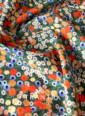 纯棉全棉布料棉布diy手工碎花印花衣服装衬衣连衣裙子雏菊面料