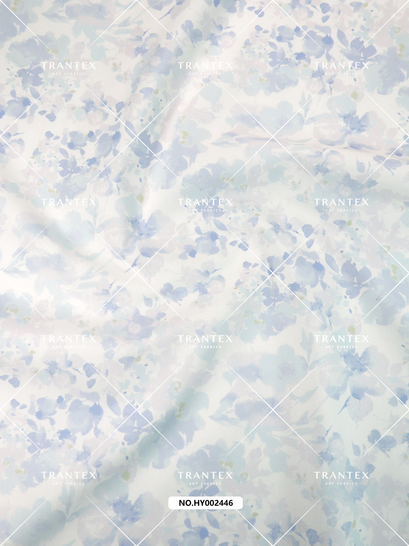 天冉艺纺100s长绒棉轻薄款全棉印花服装半裙布料面料花晕蓝色