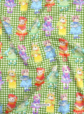 猫咪格纹果绿色MMGW001440／此链接2件起拍／10天内发货