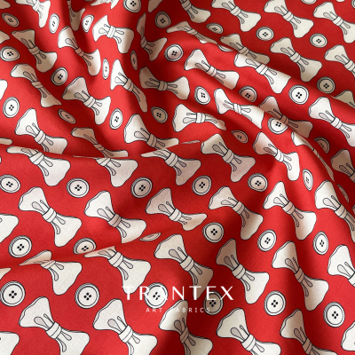 卡通蝴蝶结公主裙童装大红色布料