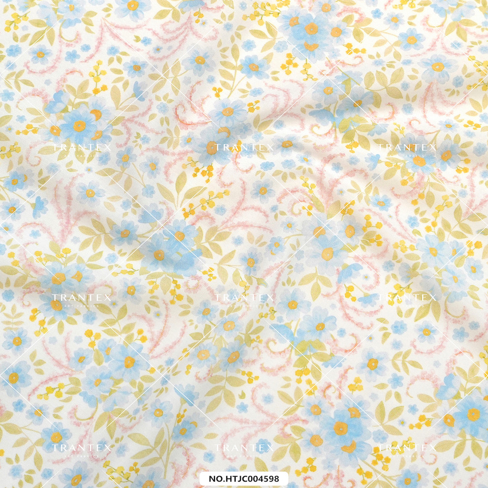 天冉艺纺100s长绒棉轻薄全棉印花服装连衣裙布料面料花团锦簇2