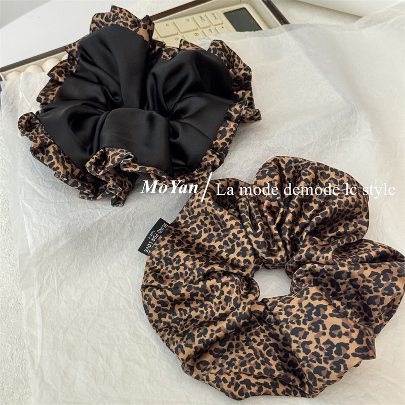 复古时尚豹纹大肠发圈高级感布艺发绳网红爆款扎头绳气质百搭头花
