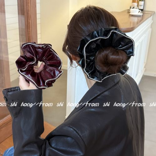 超细节！细致镶水钻木耳边气质发圈女扎头发饰高级感洋气时尚头绳