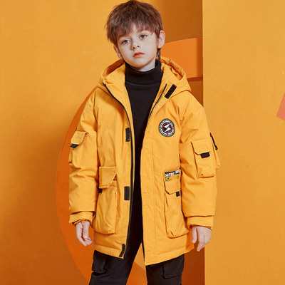 加厚外套中长款工装儿童羽绒服