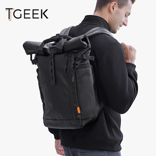 TGEEK高级感双肩包 卷口背包设计商务旅行笔记本电脑包 赠品包