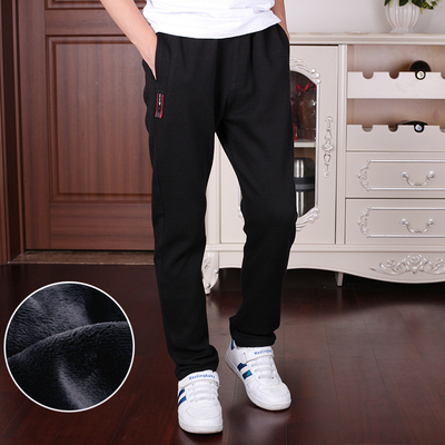 斯潘古尔好品质男童黑色运动裤不起球不起皱松紧腰一体绒加绒直口