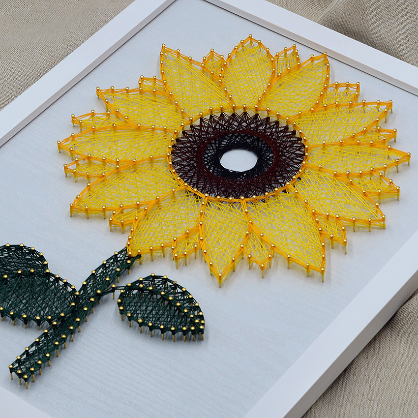 向日葵钉子立体绕线画亲子手作手工diy材料包弦丝画三八节礼物