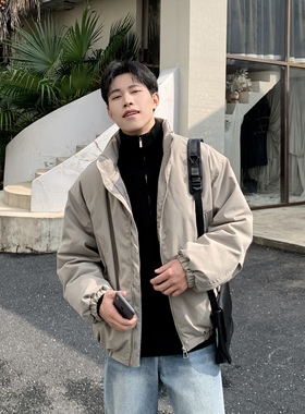 白鸭绒纯色立领轻薄羽绒服男生冬季2025新款加厚保暖宽松休闲外套