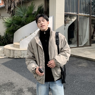 白鸭绒纯色立领轻薄羽绒服男生冬季2025新款加厚保暖宽松休闲外套