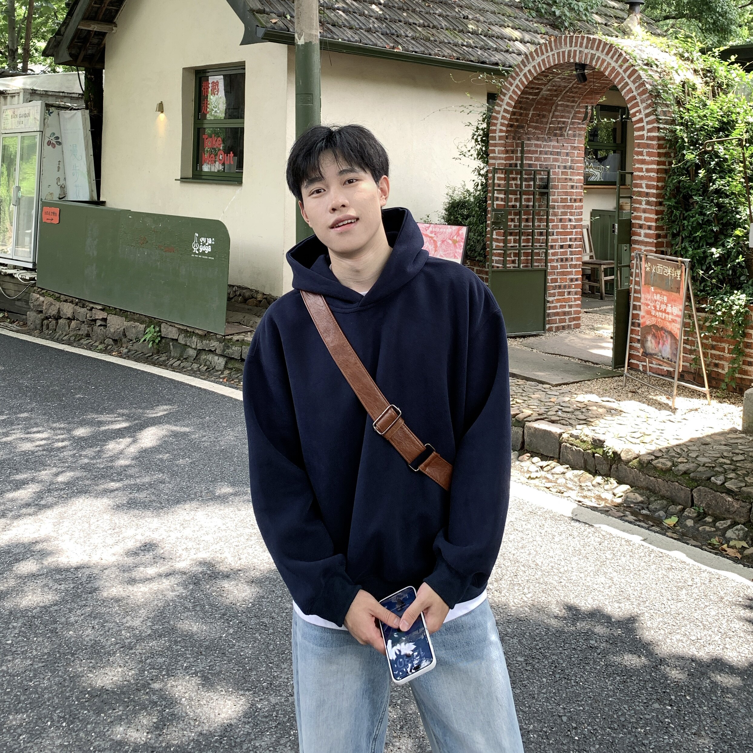 400g重磅藏青色连帽卫衣男生秋季图片