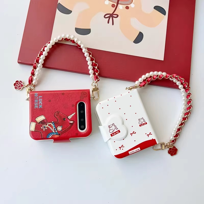 适用华为purax手机壳新款全包防摔翻盖保护皮套Pura X典藏版阔小折叠屏带手提挂绳purax高级感女马年红色外壳