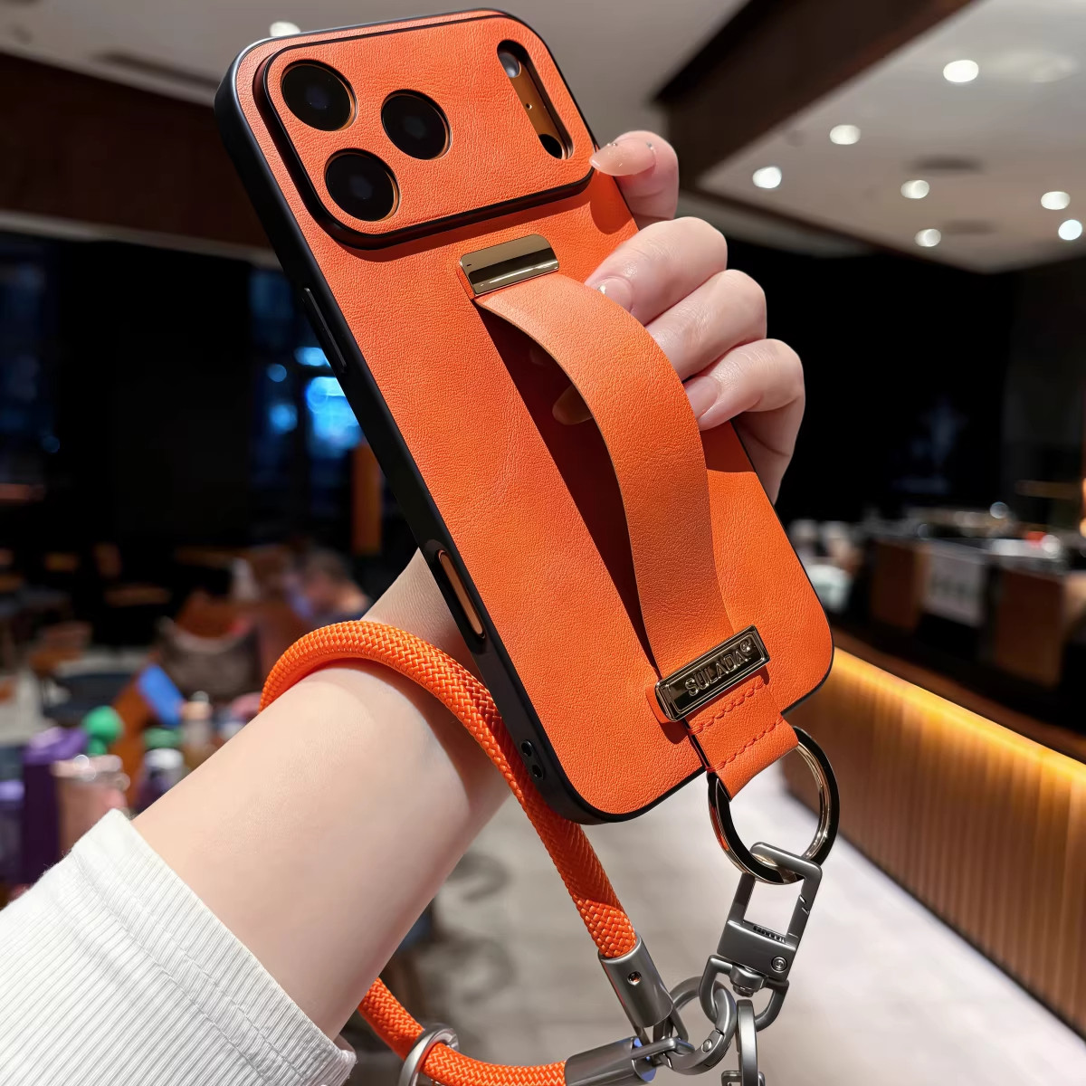 适用苹果17promax手机壳新款斜挎iphone16pro全包防摔指环支架保护皮套15plus腕带挂绳14pm高级感13男女外壳p