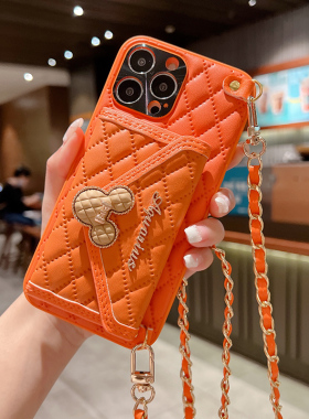 苹果17手机壳斜跨iphone16promax镜头全包防摔15pro真皮14plus背带挂绳ip12小香风卡包11保护套por网红女新款