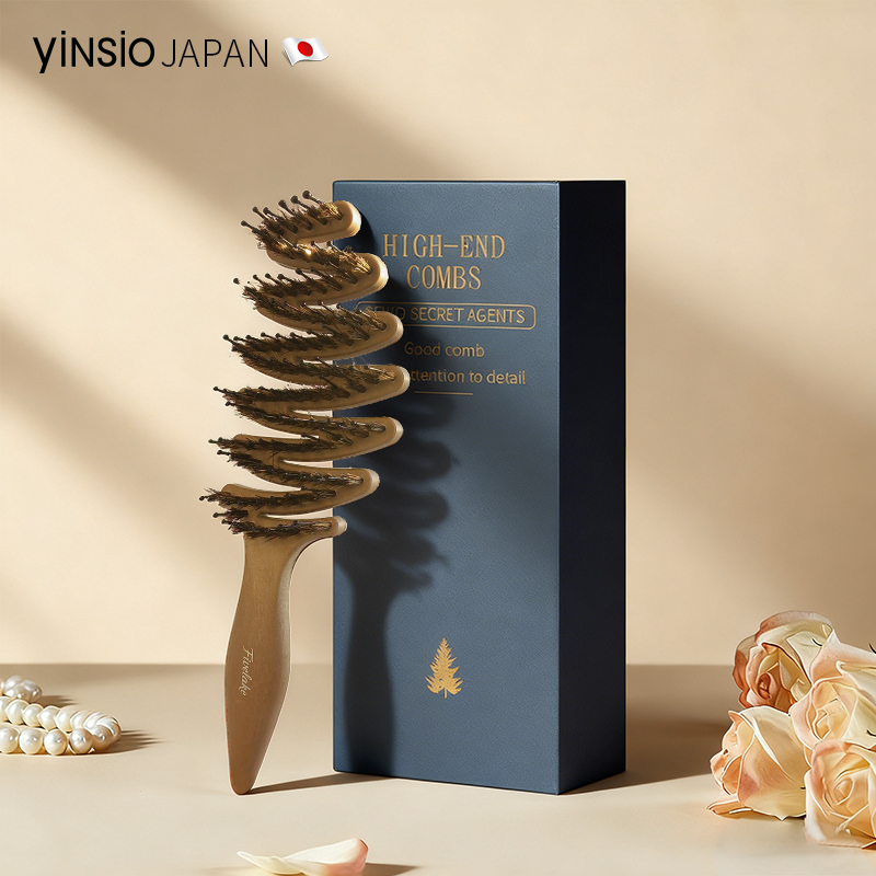 一梳既顺防静电【猪鬃护发梳子】