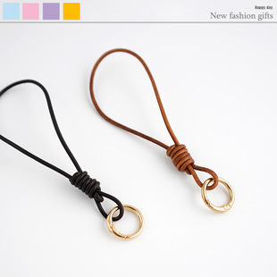 手工牛皮绳钥匙扣ins韩风简约精致复古创意轻奢质感防丢汽车挂绳