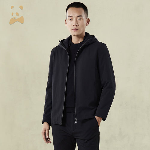 CANUDILO/卡奴迪路 时尚保暖连帽兔毛皮尼克服男外套