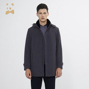 CANUDILO/卡奴迪路 高端獭兔毛皮领尼克服男风衣外套