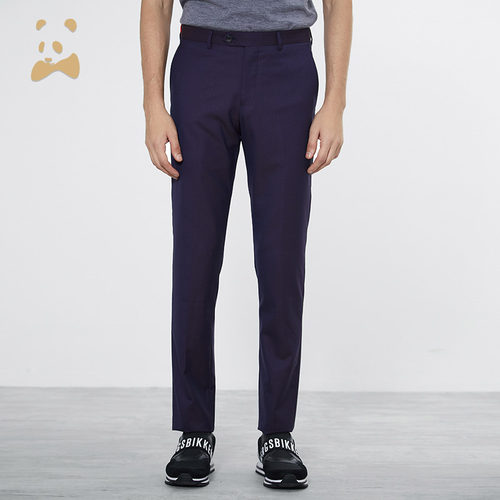 CANUDILO/卡奴迪路 羊毛修身纯色古薄款上班西裤