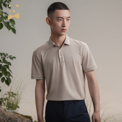 CANUDILO/卡奴迪路经典款丝绵撞色领短袖Polo衫男士